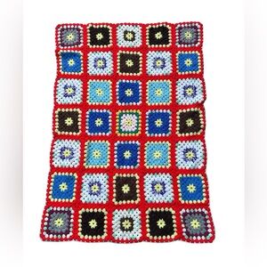 Handmade Multi colour Granny Square Crochet Throw 32”x45”